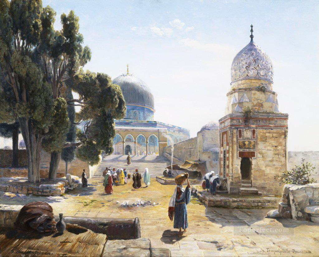 The Dome of the Rock Jerusalem Israel Gustav Bauernfeind Orientalist Oil Paintings